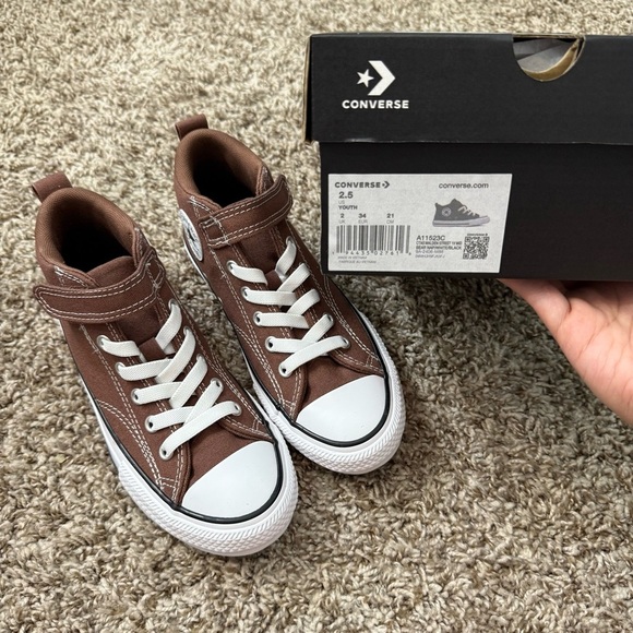 Converse Chuck Taylor All Star Malden Street 1V Mid Boy 2.5 Brown Sneakers Shoes - Picture 9 of 11